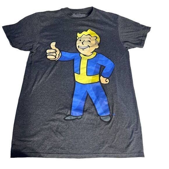 Bethesda Men's Gray Fallout Vault Boy Print Casual T-shirt Size Medium - Picture 1 of 6